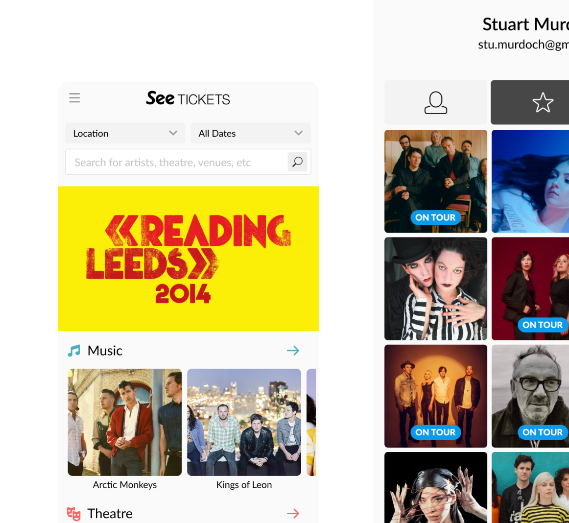 Mobile view of SeeTickets project